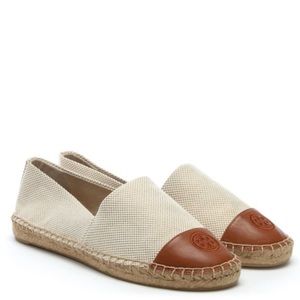TORY BURCH CANVAS LEATHER ESPADRILLES